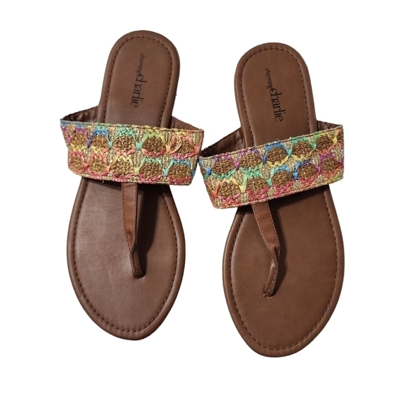CHARMING CHARLIE Rainbow Woven Sandals Size 10 - Picture 1 of 3
